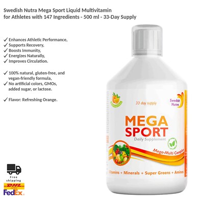Swedish Nutra Mega Sport Multivitamin für Sportler mit 147 Inhaltsstoffen 500ml