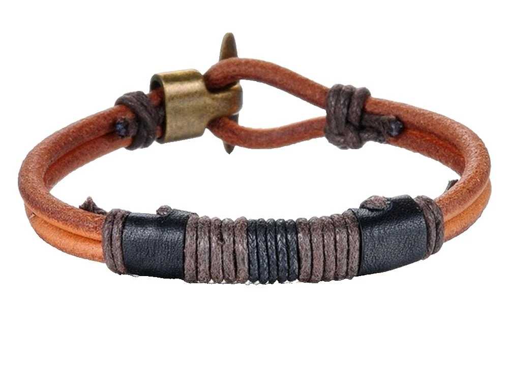 Joyería de Bronce de cuero marrón para hombres