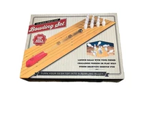 Mini Desktop Bowling Set 10 Pins, 2 Balls, Aiming Ramp Game For Office