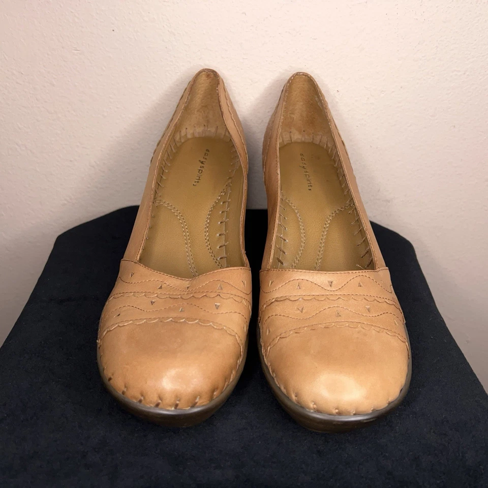 Womens Size 10M Easy Spirit Tan Brown Lether Wedge Shoes Y2K Style Western - Image 3 of 4