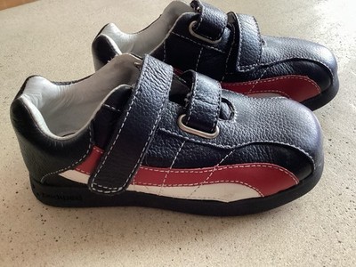 Pediped Flex Zach Sneakers 9-9.5 Euro 26 Leather Black Red White Toddlers