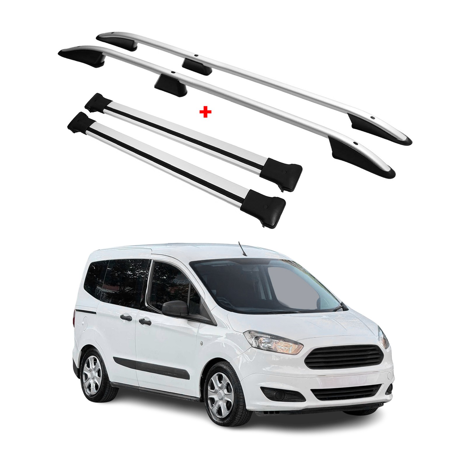Barres de toit en alu gris pour Ford Transit Tourneo Courier 2012-2024
