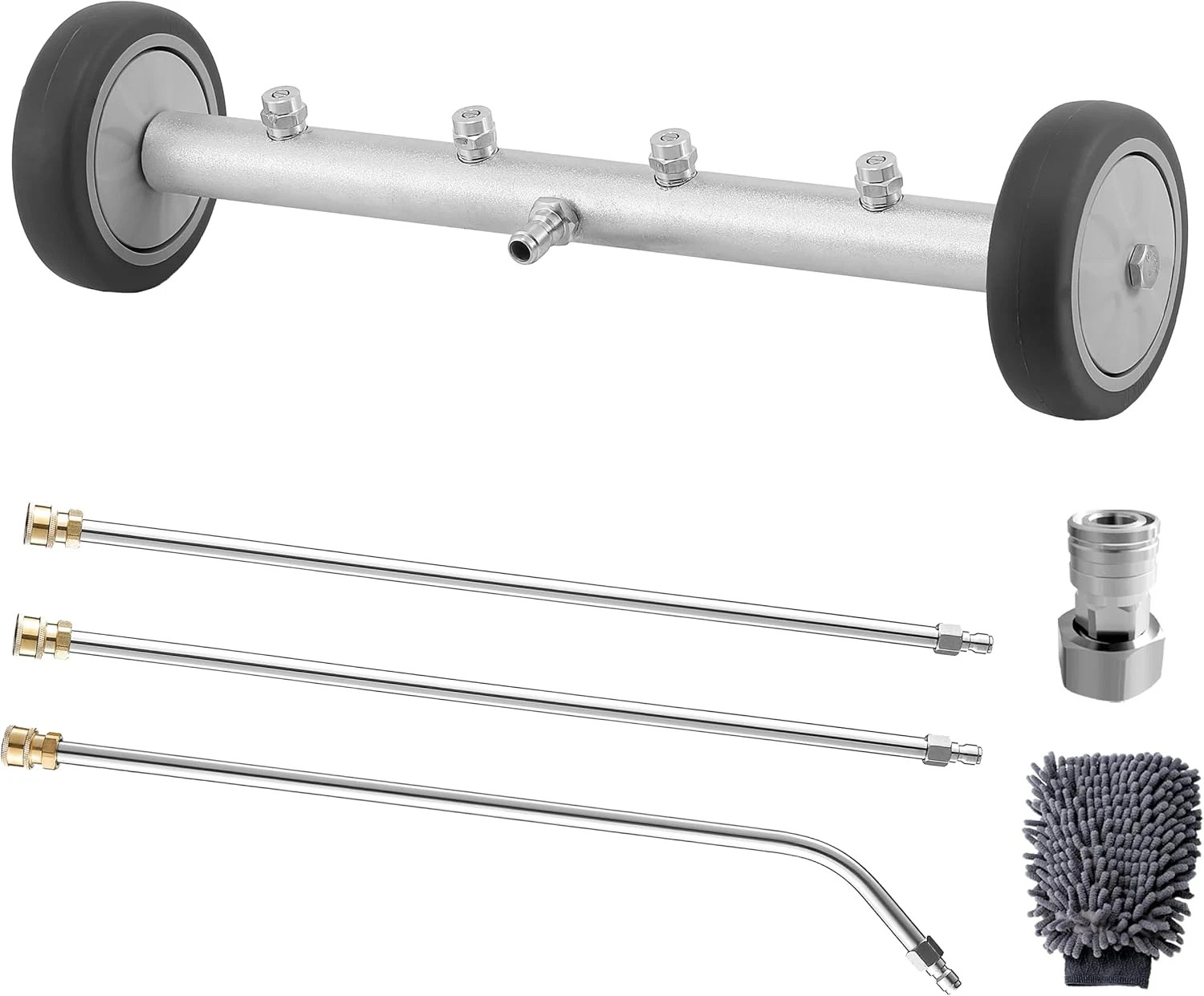 Undercarriage Pressure Washer Attachment, 16 Inch Powerful under Car Washer with