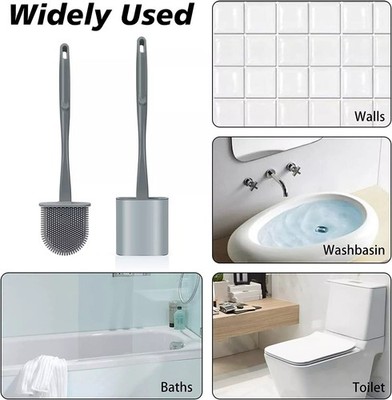 Toilettenbürstenhalter mit weichen Silikonborsten Bad WC Set Reinigungsbürstenfuß