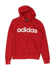 ADIDAS Womens Graphic Hoodie Jumper UK 10 Small Red Argyle/Diamond JH03