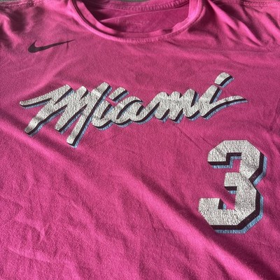 Miami Heat Shirt Mens Medium Pink NBA Basketball Dwyane Wade 3