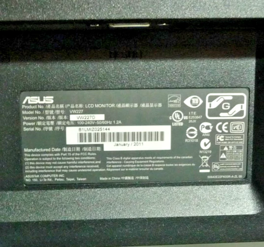 Asus VW227D Full HD Widescreen 16:9 Monitor 21,5Zoll Flachbildschirm 250cd/m² - Bild 3 von 4