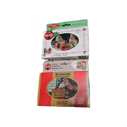 VTG Coca Cola Coke Christmas Santa Playing Cards Tin lLOT OF 2 98/99 NEW