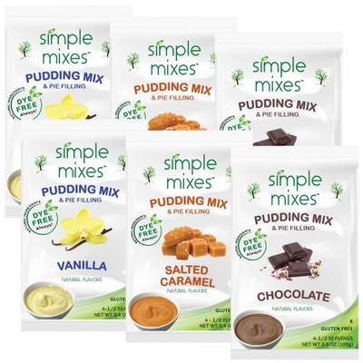 Instant Pudding Mix Variety Pack: Chocolate, Vanilla, Salted Caramel, Gluten-...