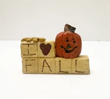 Blossom Bucket I ❤️ Fall Seasonal Folk Art Figure Suzi Skoglund 2000