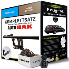 Anhängerkupplung abnehmbar für PEUGEOT 307 Break SW (Kombi) +E-Satz AHK