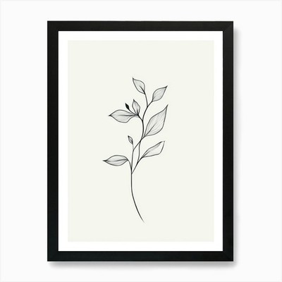 Einfache Zeichnung eines Blattes Kunstdruck gerahmt Wandbild Poster Leinwanddruck Bild
