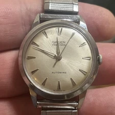 Vintage Gruen Precision Sunburst Dial Autowind, N710-SS , 17J,  Runs/winds/sets