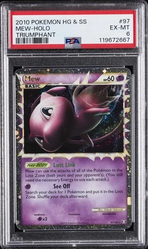 2010 POKEMON HEARTGOLD & SOULSILVER TRIUMPHANT #97 MEW-HOLO PSA 6