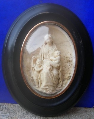Antique French meerschaum frame reliquary religious devotion Napoleon III