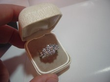 WONDERFUL solid silver cluster ring-incredible genuine superb aquamarines size L
