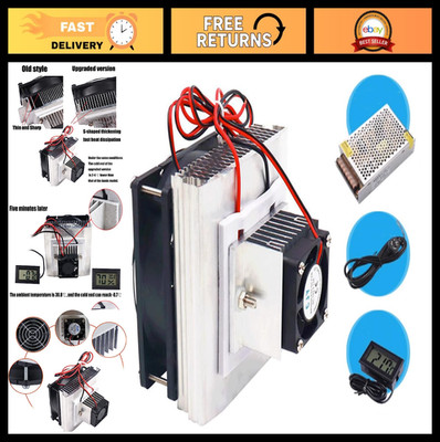 DIY Mini Air Conditioner 12V Peltier Cooling System + Power Supply & Thermometer