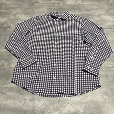 Mizzen+Main Button Shirt Men's XL Purple Check Polyester Long Sleeve USA Made*