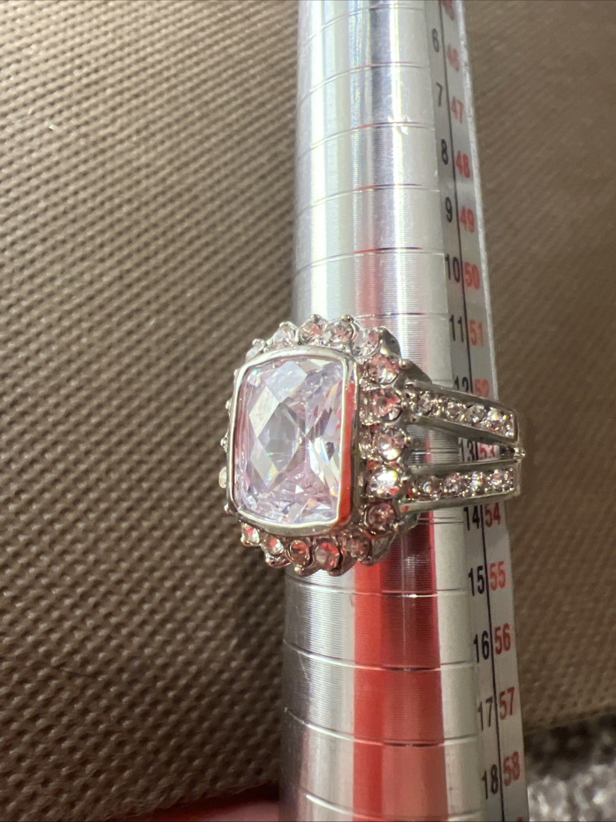 Vintage Large Clear Stone Statement Ring Sparkly … - image 1