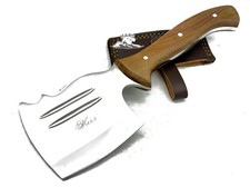 MANNAIA PER MACELLAIO ARTIGIANALE IN ACCIAIO INOX MANICO LEGNO CUCINA