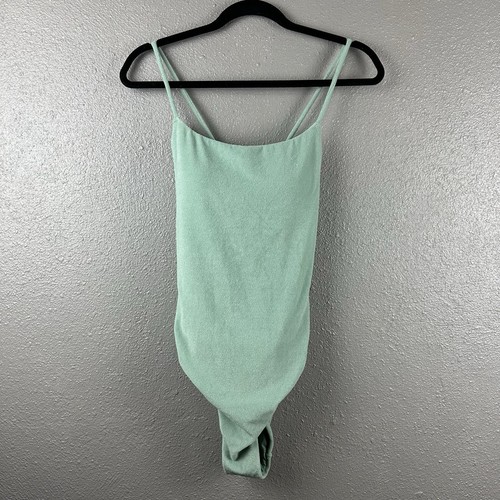 NWT Victoria’s Secret Terry Cloth One Piece Lace Up Back Swim Suit Large Green - Picture 1 of 14