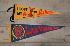 2 Vintage 1970s Las Vegas Pennant Felt Flag Riata Casino @ Lost @ss