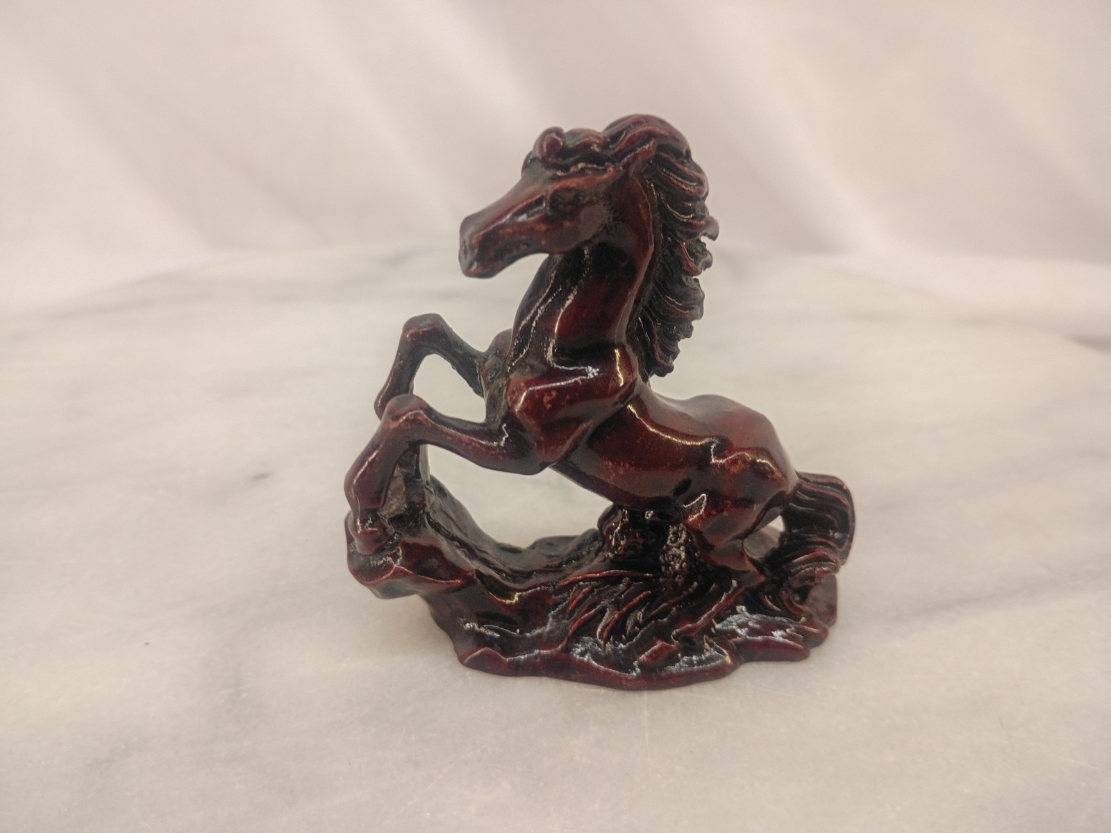 Vintage Chinese Red Resin Horse Figurine 3” Feng Shui Style Decor #3