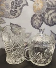 Vintage Anchor Hocking Prescut Pineapple Creamer & Sugar Bowl Set 1960s