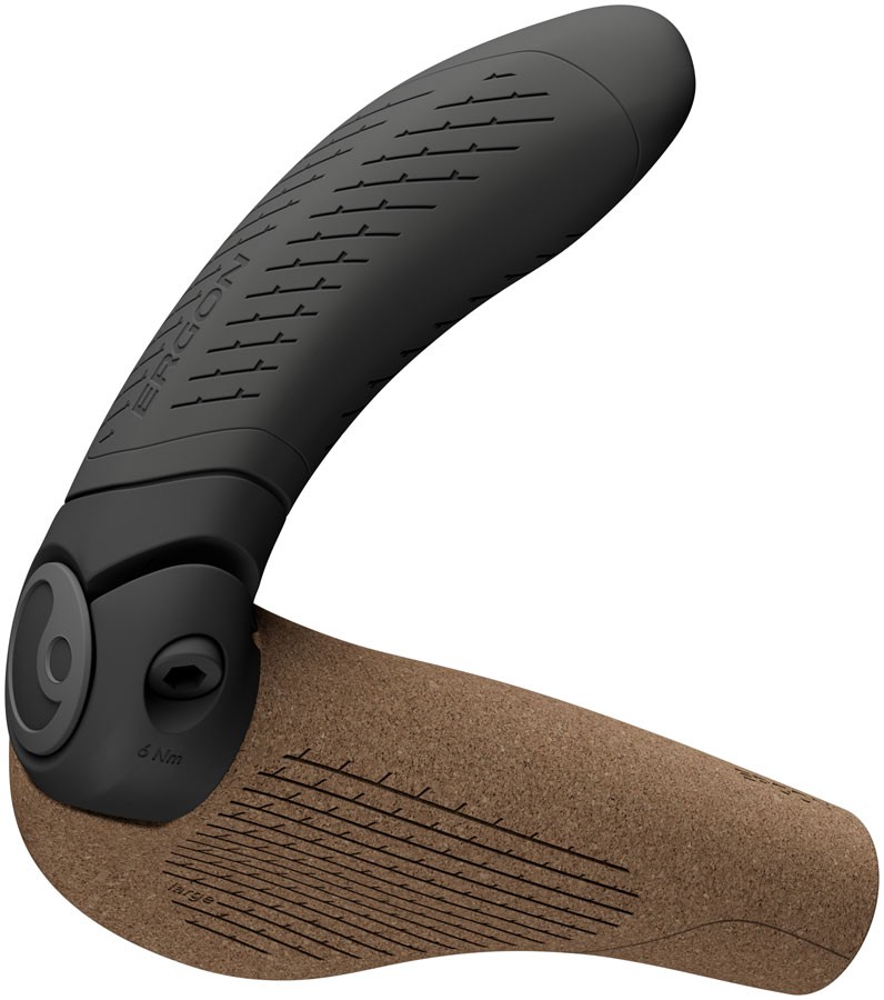 Ergon GP4 Evo BioKork Large Ergonomic Bike Grips with Adjustable Bar End,