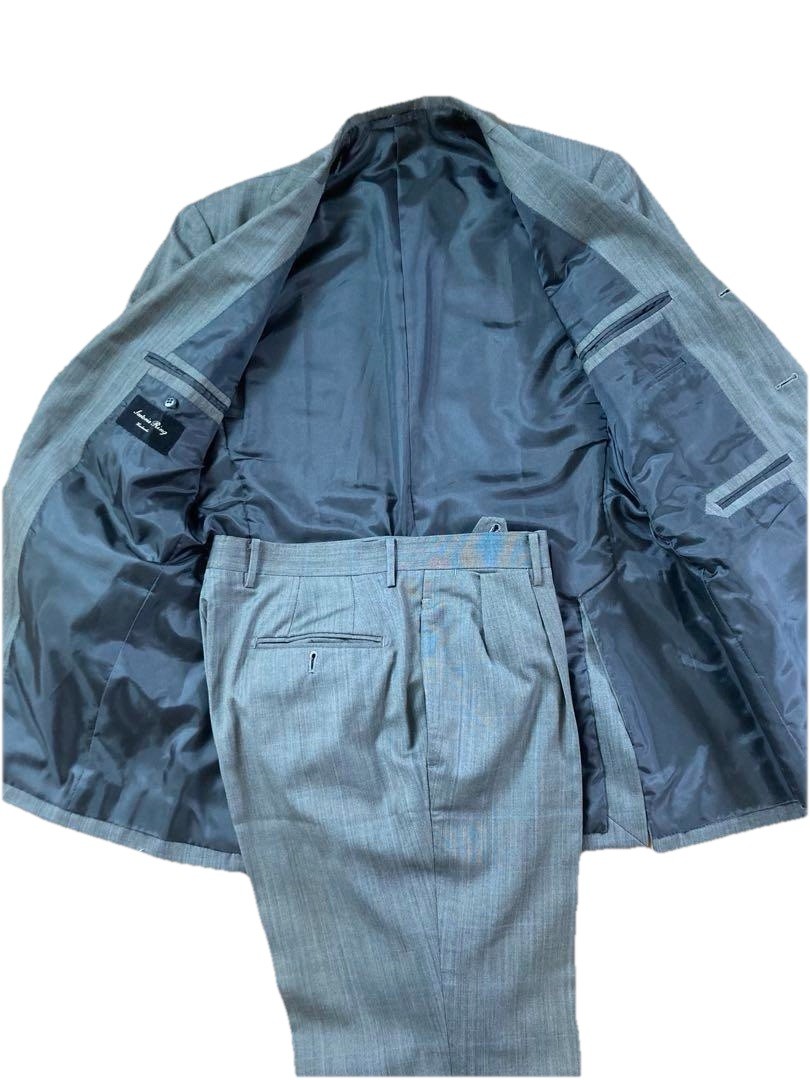 Ring Jacket Sartoria Ring Handmade Grey Wool Suit 48 IT 40R