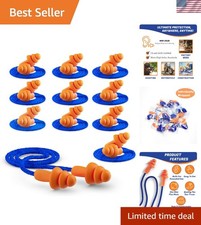 Corded 25dB Silicone Earplugs - 20 Pairs for Shooting, Hunting, Work Protection