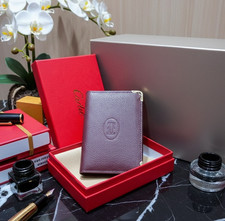 NIB Cartier Red Calfskin Leather Card Holder Wallet Must de Cartier 6CC Full Box
