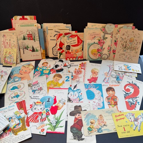140 Vintage 1960s New Baby, Birthday, Christmas Cards