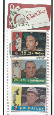 #ad 1960 TOPPS Christmas RACK W HOFER HANK AARONS AS ON BACK POS MANTLE MAYS $450.00