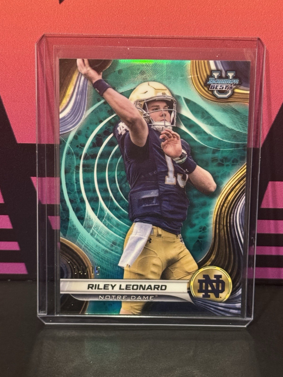 2024 Bowman's Best University - Riley Leonard #29 Teal Refractor 14/15