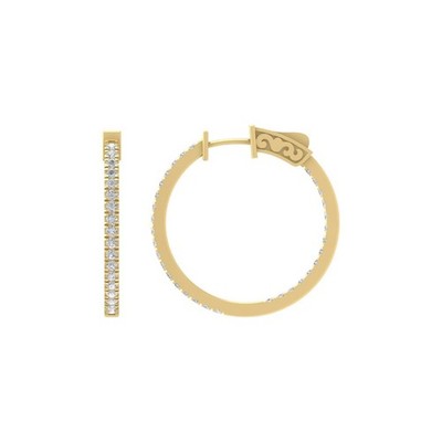 14k Yellow Gold Round 0.88Ct Lab Grown Diamond Hoop Earrings Gift for Women