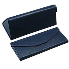  2 Pack Eyeglass Case Hard Shell with Foldable Design, Dhlnp_dark Blue(2 Pack)