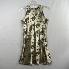 Vintage All That Jazz Tank Dress 11/12 Shift Satin Floral Sleeveless Retro USA