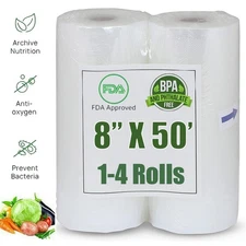 8"x50' Vacuum Sealer Bags Embossed Food Saver Magic Seal Storage 4 Mil BPA Free