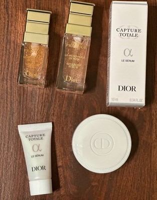 Luxury Dior Skincare & Nail Balm Bundle + Chic Red & Gold Makeup Pouch