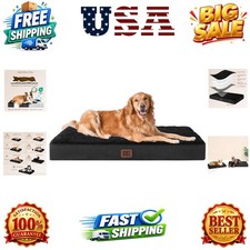 Orthopedic Dog Bed Large with Removable Washable Cover, 41IN Black Egg Crat...