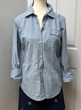 Vineyard Vines Chambray Denim Long Sleeve Button Down Shirt Size 4