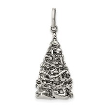 Sterling Silver Antiqued Christmas Tree Charm Pendant 3.05gm L-31 mm, W-14 mm
