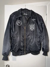 Black Avirex Bomber Jacket Military Tomcat USS William Standley Size L