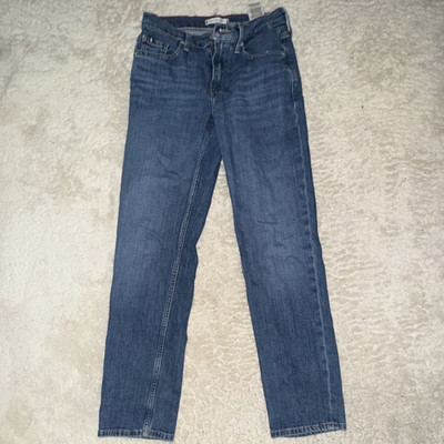 Tommy Hilfiger Herren Jeans Denim Straight Blau W26/L32 XS Five-Pocket Logo