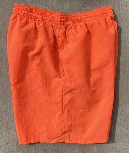 Vintage Neon Orange Nylon Shorts Surf Style Geometric Neon Logo Size L 80s 90s - Picture 7 of 24
