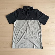 TRAVIS MATHEW Black Gray Colorblock Polo Shirt Size Medium