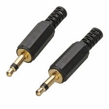 Image of 2 Pack 3.5mm Mono Jack Plug End Gold Solder Yourself [2 Pack]