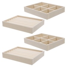 4pcs Velvet Jewelry Storage Tray Organizer, Stackable Jewelry Tray with