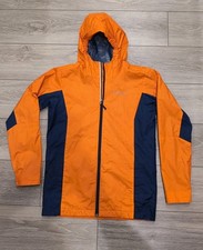 COLUMBIA RAIN JACKET HOODED WINDBREAKER ORANGE/BLACK LOGO SIZE L 14-16 UNISEX